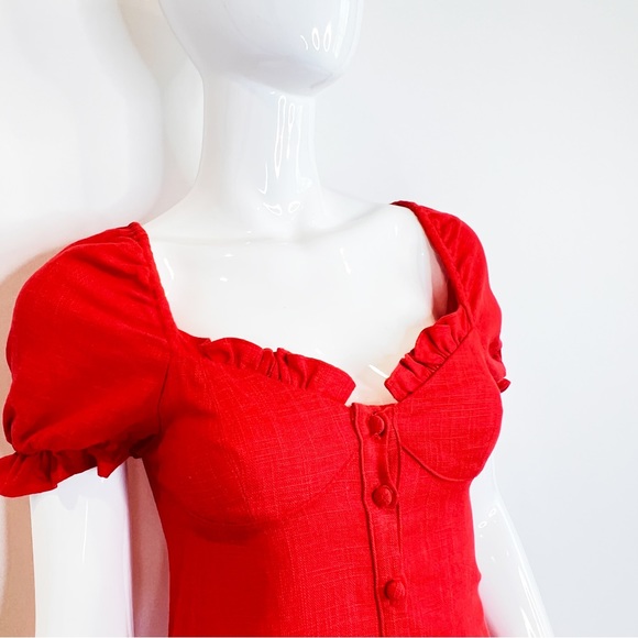 Staud Red Mini Button front Dress - Picture 4 of 12